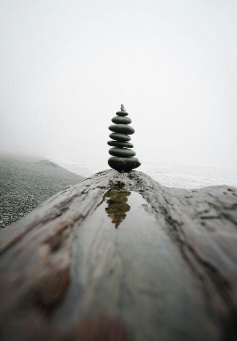 Balancing rocks at the beach by Karsten Winegeart