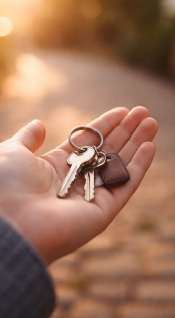 Hands holding keys